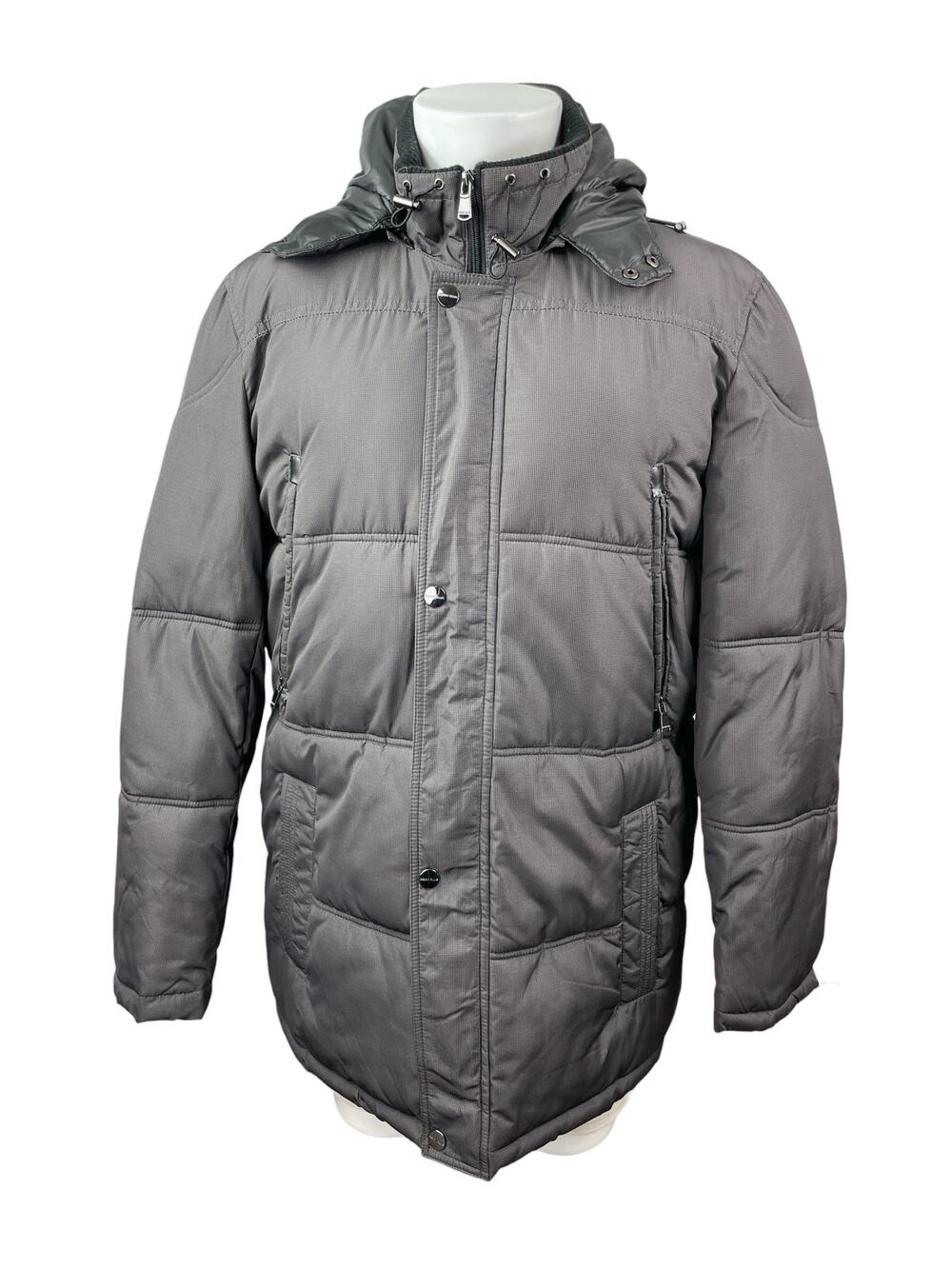 Perry Ellis Portfolio Printtech Black Hooded Puffer Quilted Coat Jacket Size LT